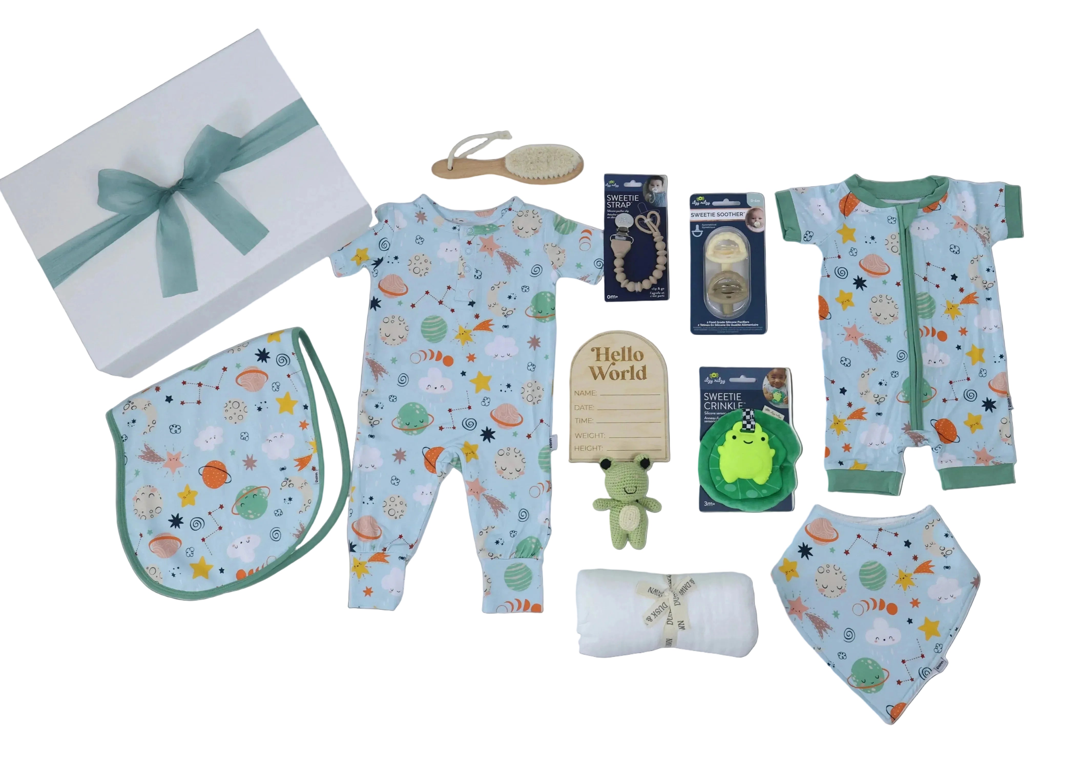 Baby Gift Set for Boys - Play All Day Cosmic with babywear, essentials, and gift box.