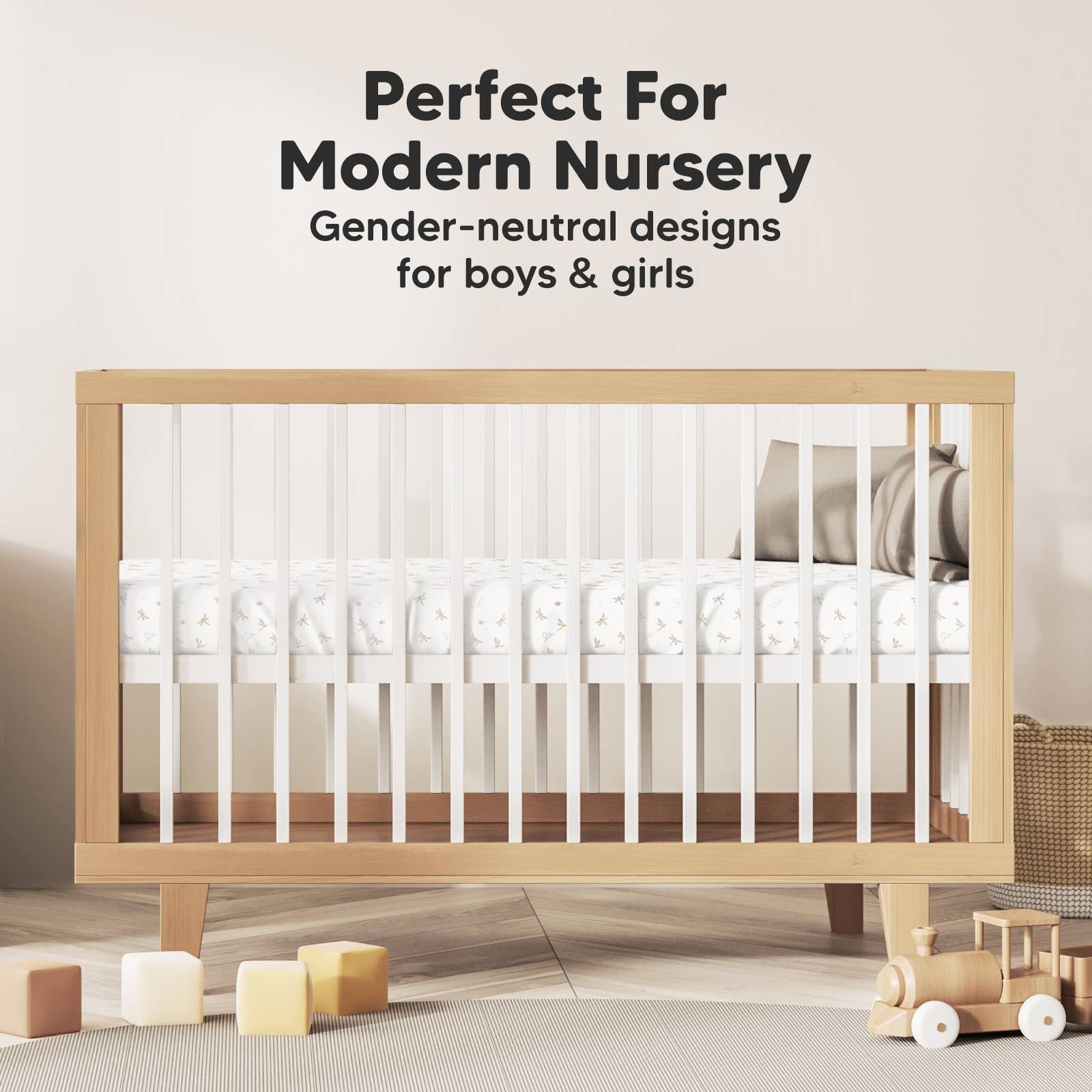 KeaBabies - Soothe Fitted Mini Crib Sheets, Pack n Play, Baby Girls Boys - Meadow-Giggles N Gear