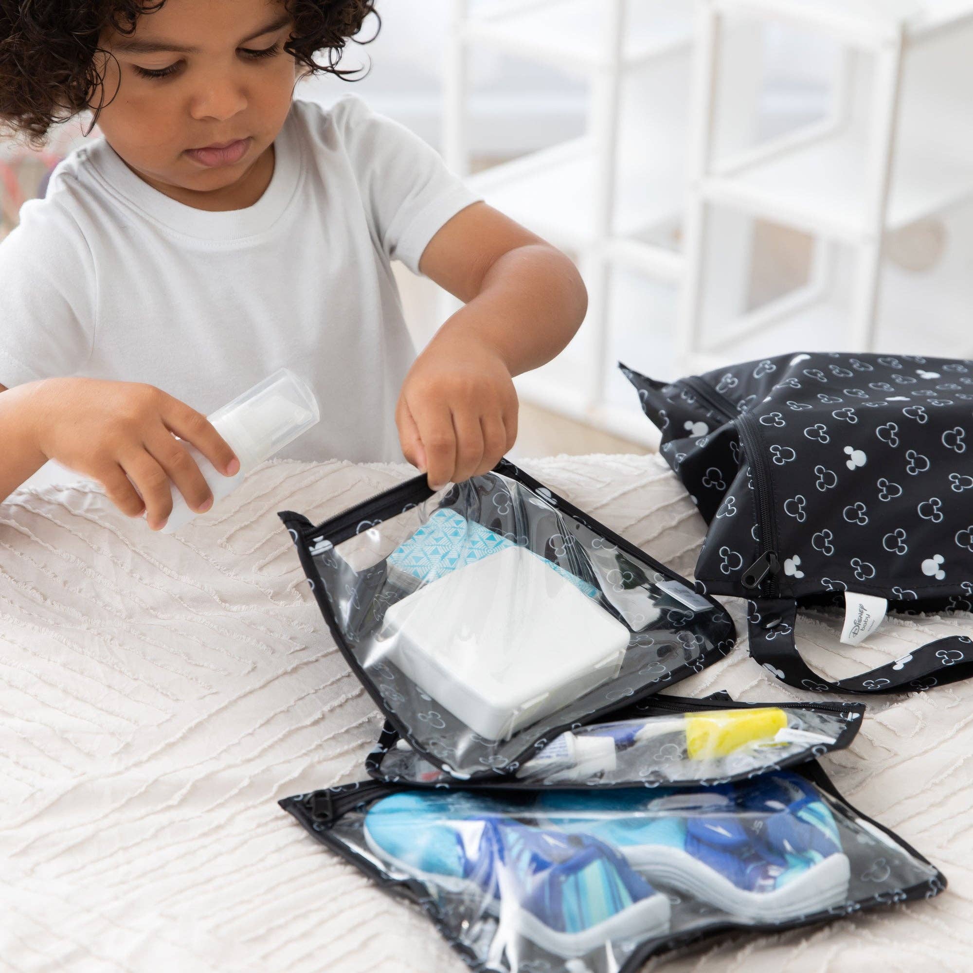 Clear Travel Bag 3-Pack: Mickey Mouse Icon Black + White