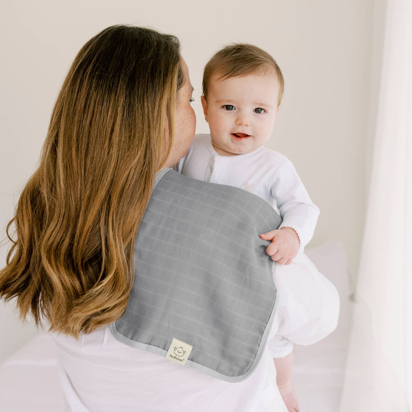 KeaBabies 5pk Lumi Muslin Burp Cloths for Baby - Corals