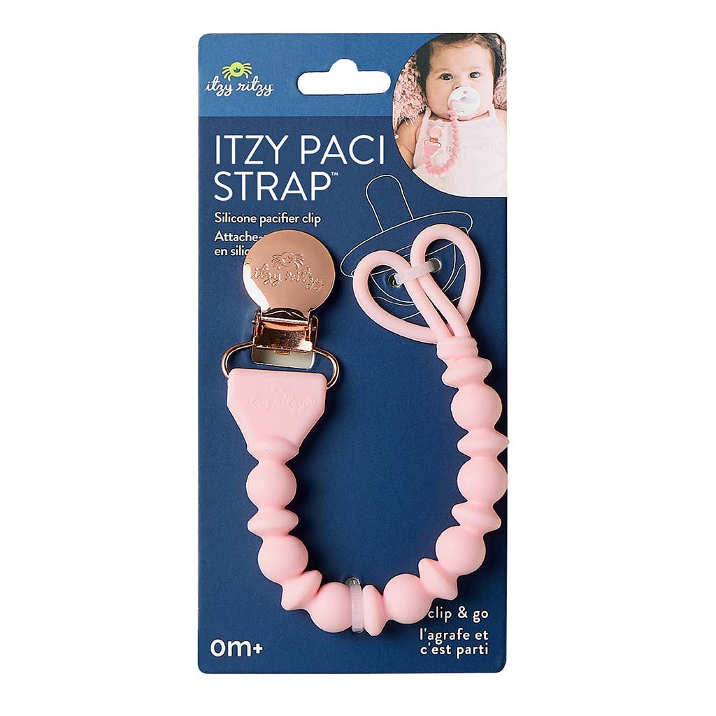 Itzy Paci Strap™ Silicone One-Piece Pacifier Clips - Pink Beaded