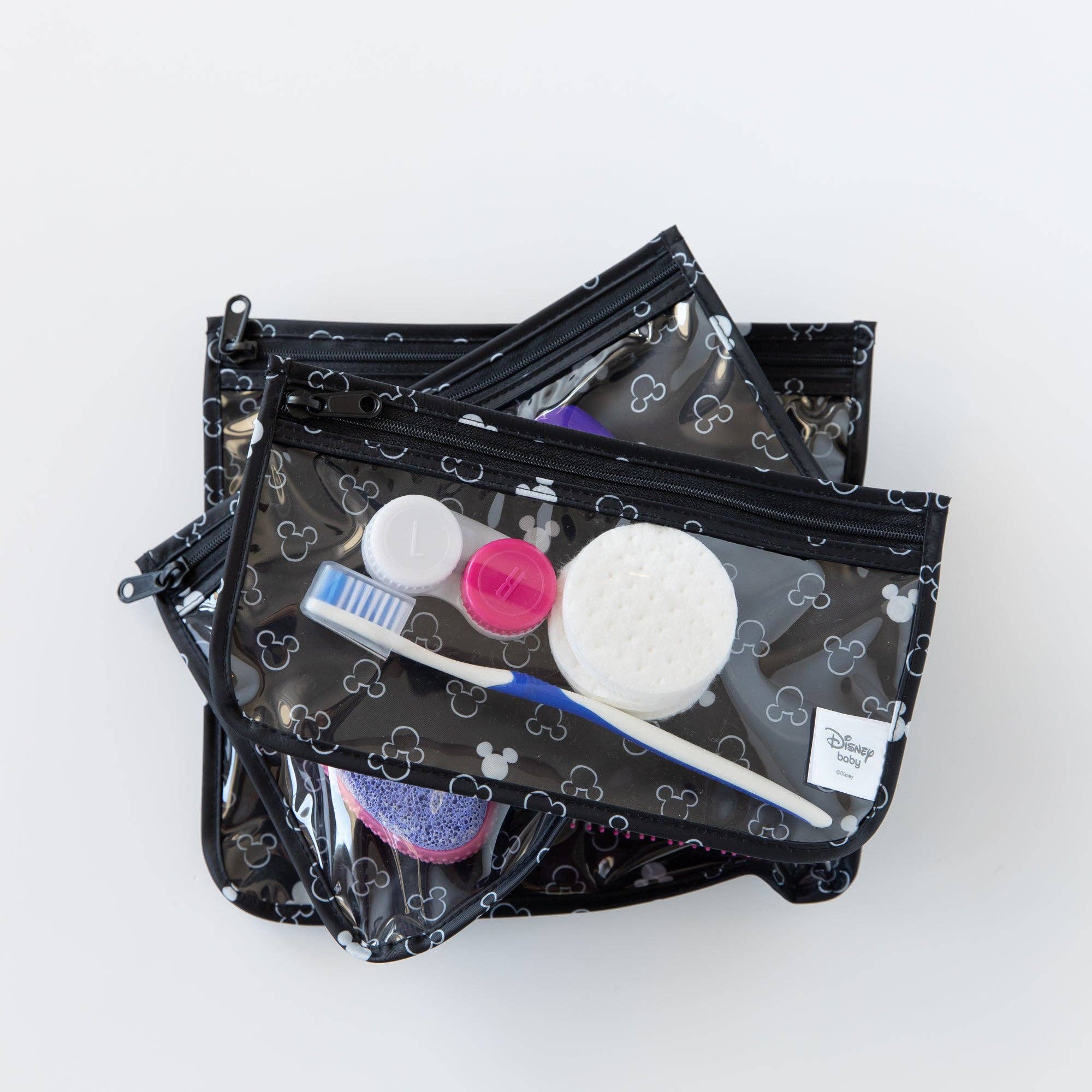 Clear Travel Bag 3-Pack: Mickey Mouse Icon Black + White