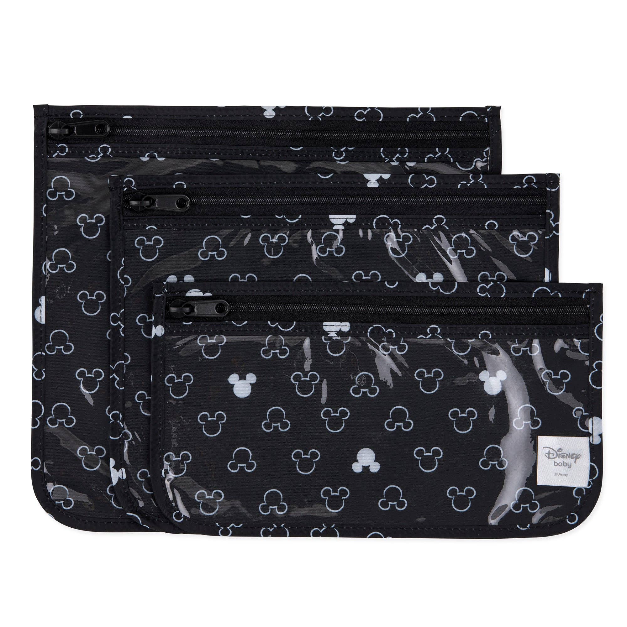 Clear Travel Bag 3-Pack: Mickey Mouse Icon Black + White