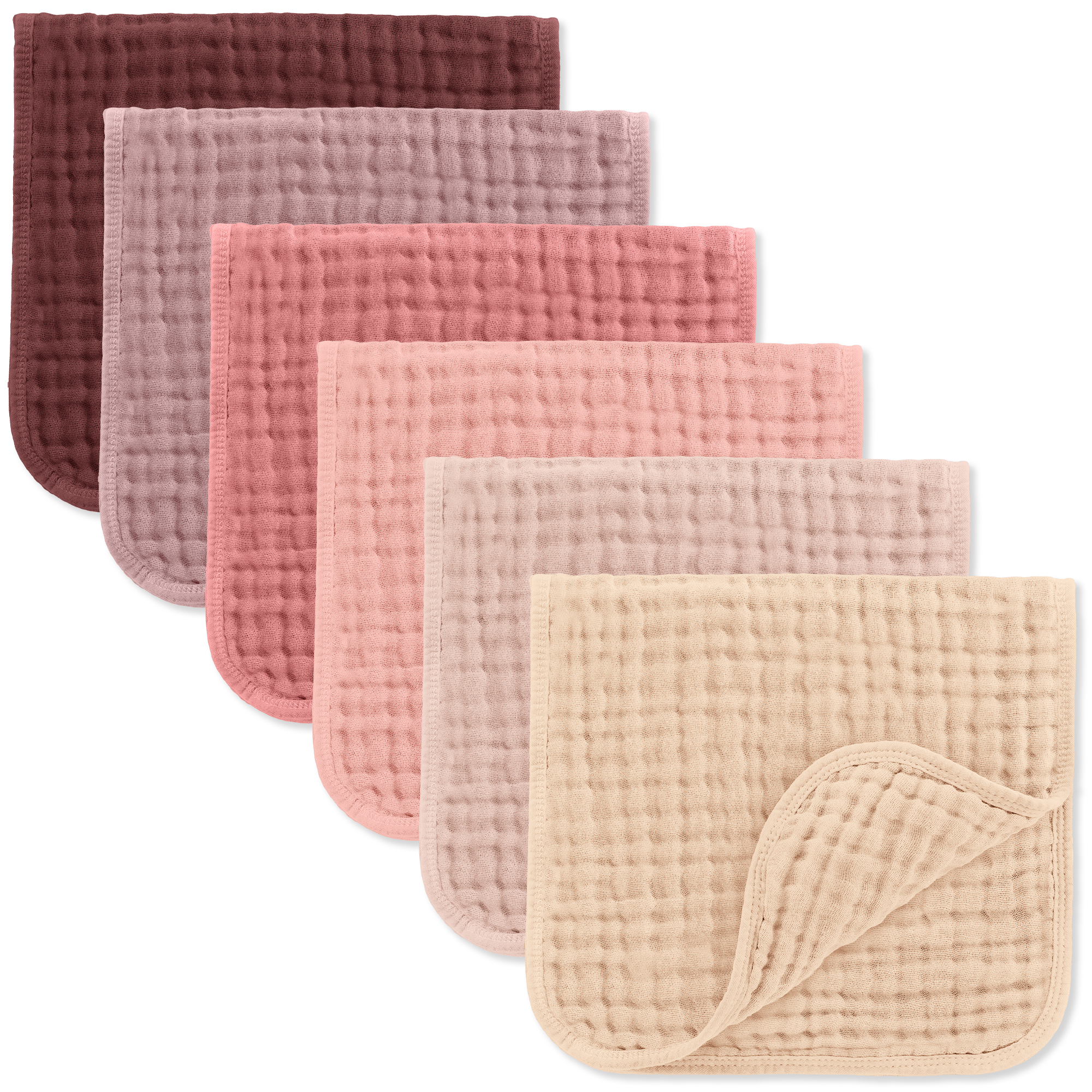 Comfy Cubs Baby Burp Cloths - 100% Muslin Cotton Multi-Pink