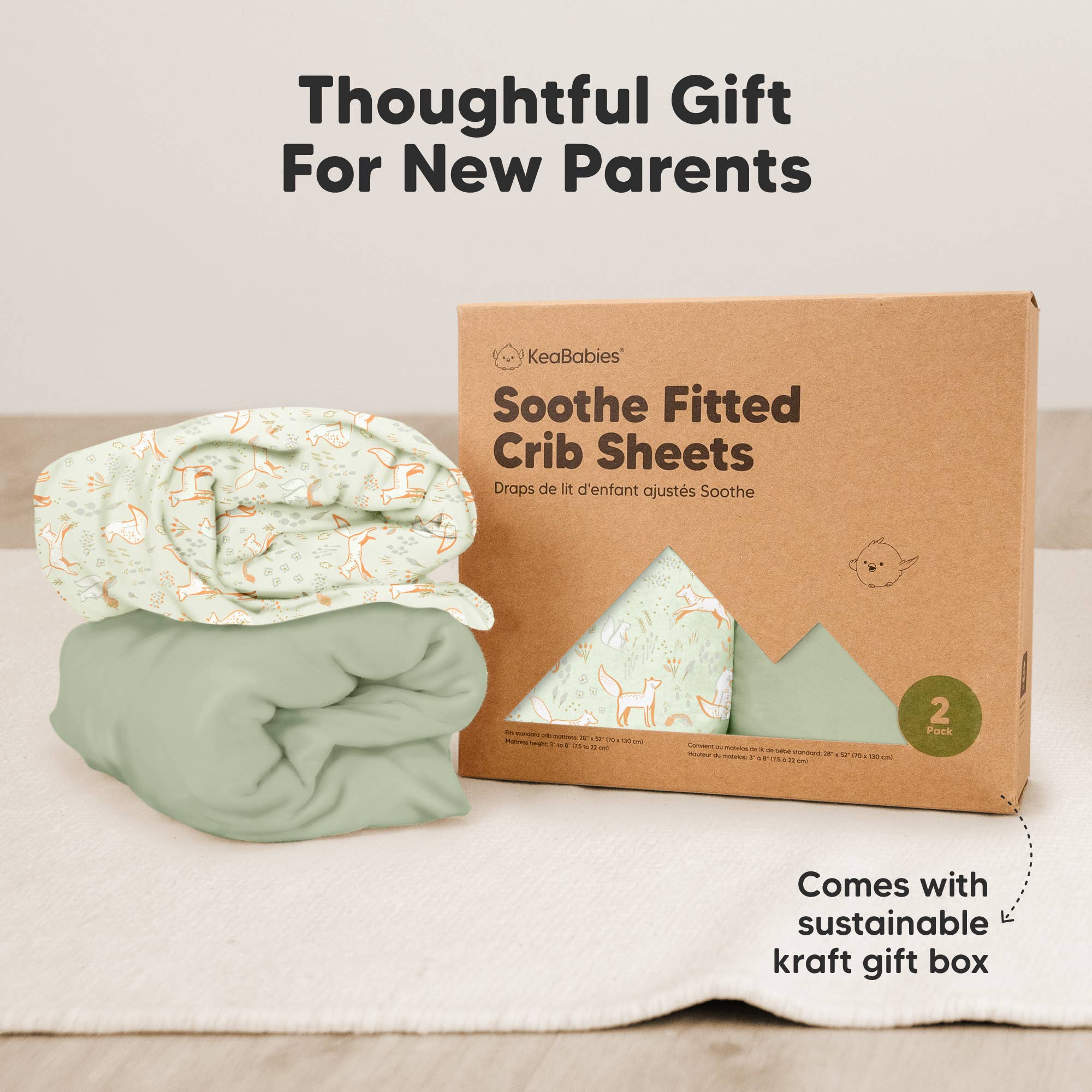 2-pack Organic Cotton Fitted Crib Sheet - Foxtrot