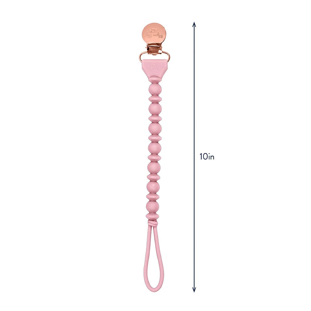 Itzy Paci Strap™ Silicone One-Piece Pacifier Clips - Pink Beaded