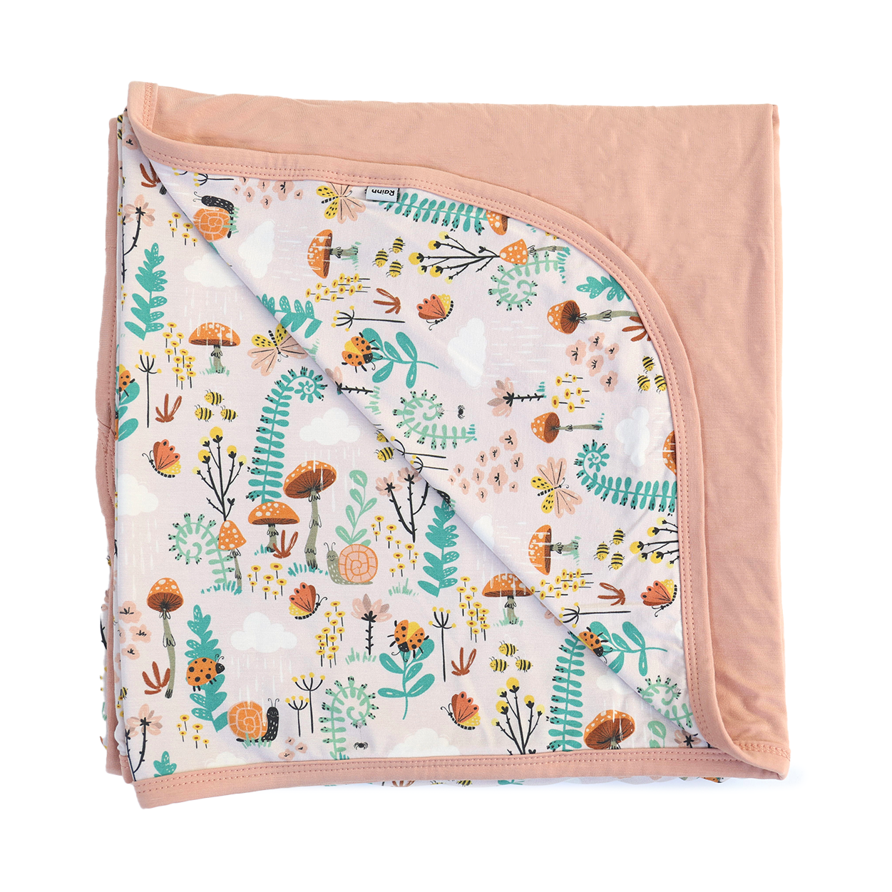 Rainn Cozy Blanket featuring vibrant floral and animal prints, soft bamboo fabric perfect for snuggles.